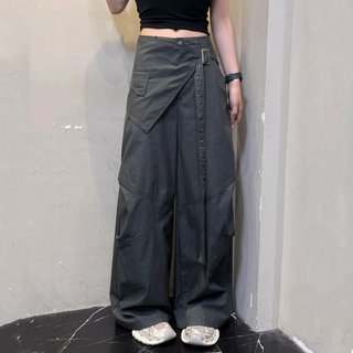 心动配速搭片腰扣设计感叠穿休闲裤秋季新款大码遮臀显瘦拖地裤子