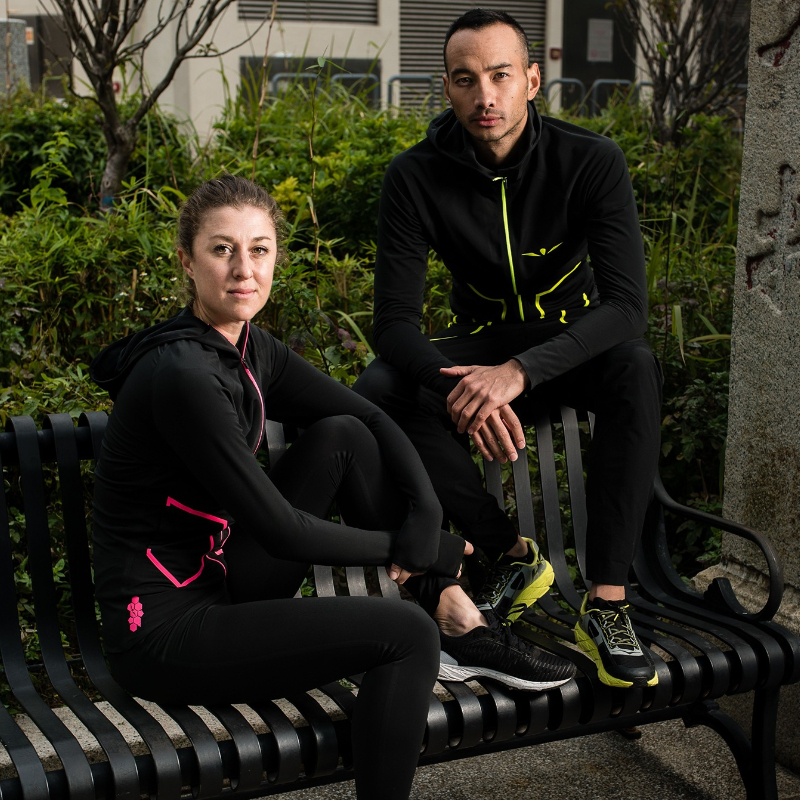 UGLOW hooded grab fluff men and women's off-road running outdoor running zipper sweating and breathable high-bullet tops