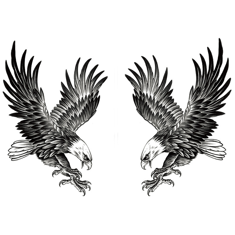 Tattoo Stickers with Left and Right Eagles, Waterproof, Long-Lasting, Covering the Arm, Suitable for Men and Women, Realistic Fake Tattoo for the Chest