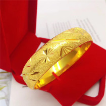 Old wind Xiang 24k Vietnam Sharkin 999 gold wide face solid large bracelet child wedding bride bracelet temperament