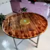 Household carbonized wood Fire wood Solid wood folding large round table Hotel round table Round table Round table Large round table