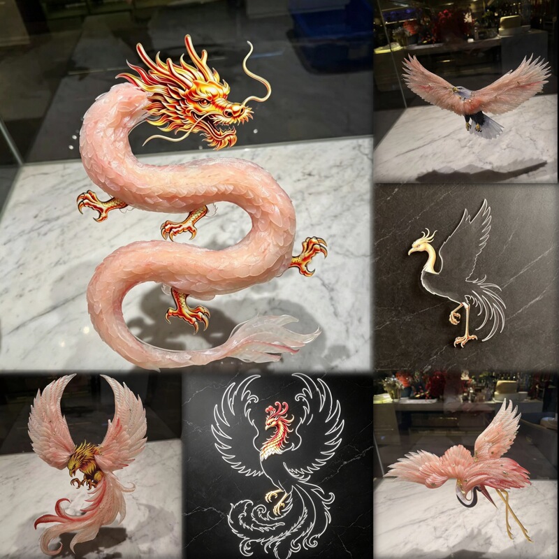 Sashimi Fish Carving Phoenix Fish 4D Three-Dimensional Transparent Acrylic Shape Board Line Fish Board Creative Plating Presentation