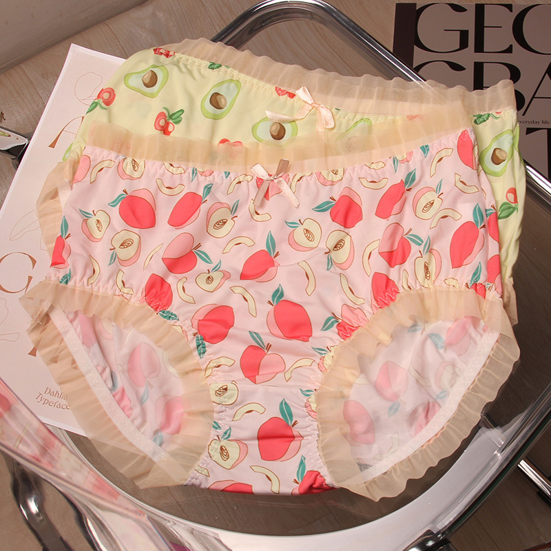 Plus-Size Women's Underwear, Milk Silk Print, Comfortable, Non-Binding, Hip-Hugging, Sexy, Mid-Waist, Quick-Drying, Plus-Size Briefs