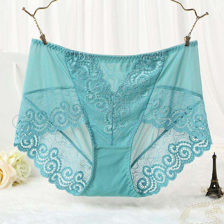 Quần lót nữ cao cấp mùa hè kích thước lớn quần lót ren gợi cảm đầy đủ chất béo trong suốt quần lót mm quần lót đôi