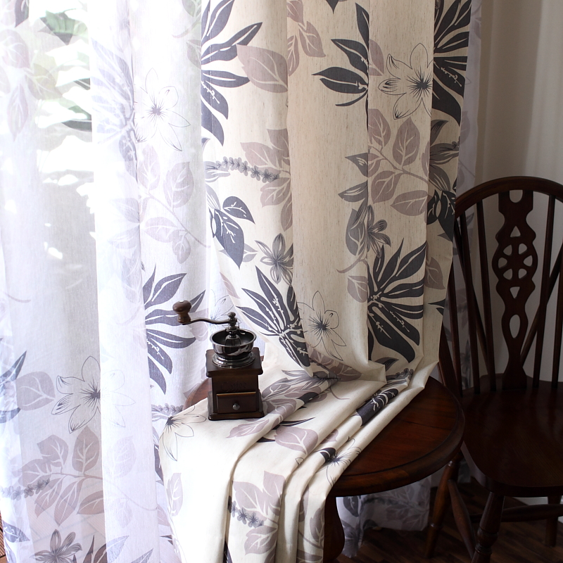 Custom American country curtains warm color home bedroom living room floor-to-ceiling window semi-shading bay window living room gauze curtain