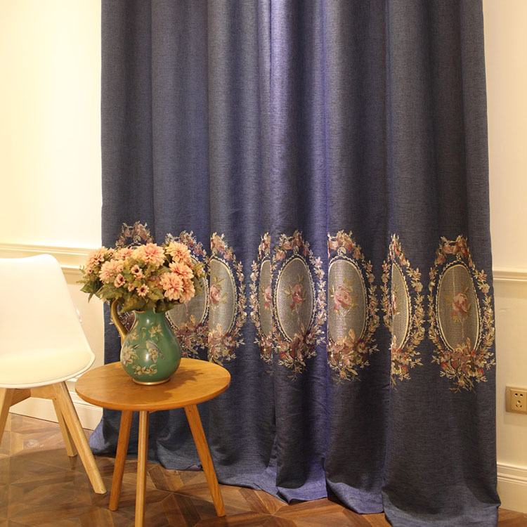 Custom American style pastoral retro curtains modern minimalist living room bedroom blackout balcony gauze custom
