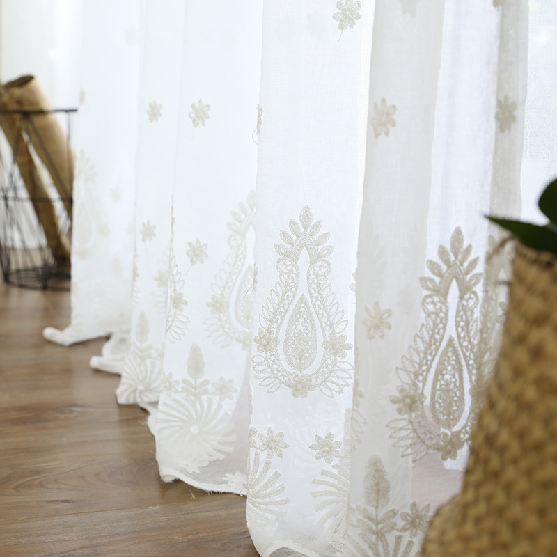 Such as snow Nordic style balcony white embroidery curtain gauze finished simple modern partition decorative white gauze