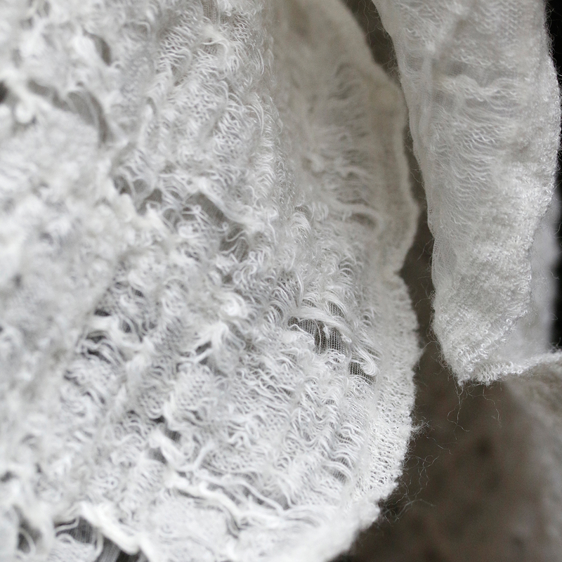 Elastic Light Wool Blend Creative Hollow-Out Distressed Texture Wrinkled Fabric High-End Clothing Designer Fabric Transformation Elastic Light Wool Blend Creative Hollow-Out Distressed Texture Wrinkled Fabric High-End Clothing Designer Fabric Transformation