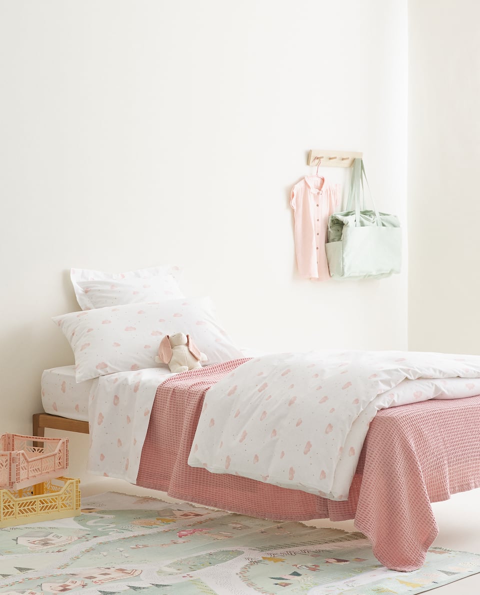 Zara Home KIDS đám mây và ngôi sao in tấm bạt lò xo đơn trải giường đơn mảnh 45500900620 - Trang bị Covers Ga phủ giường là gì