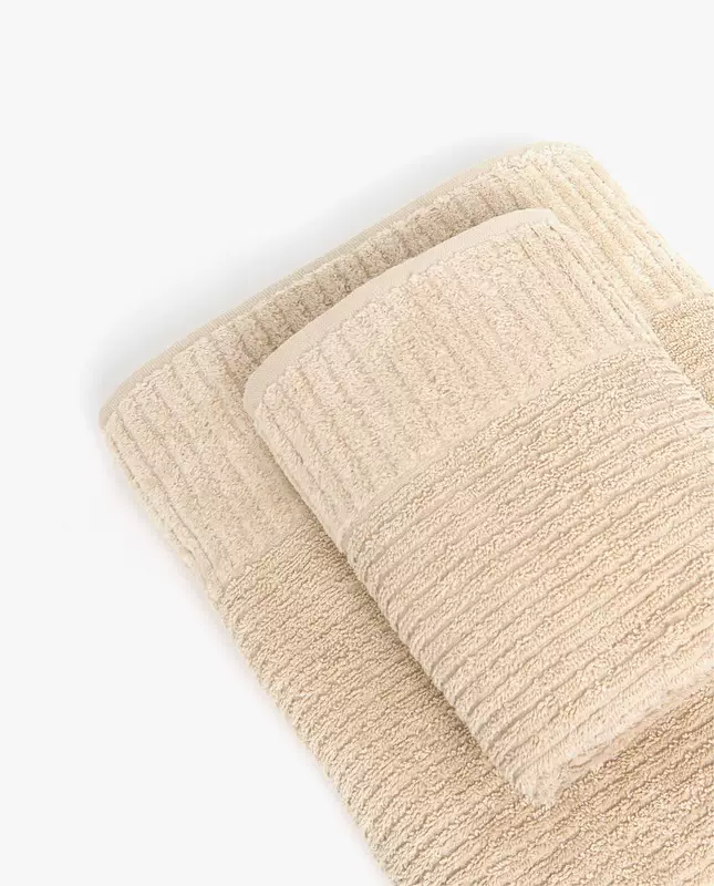 Zara Home Màu be sọc Jacquard Cotton Trẻ em Người lớn Giặt Khăn lớn Khăn tắm 41527013710 - Khăn tắm / áo choàng tắm