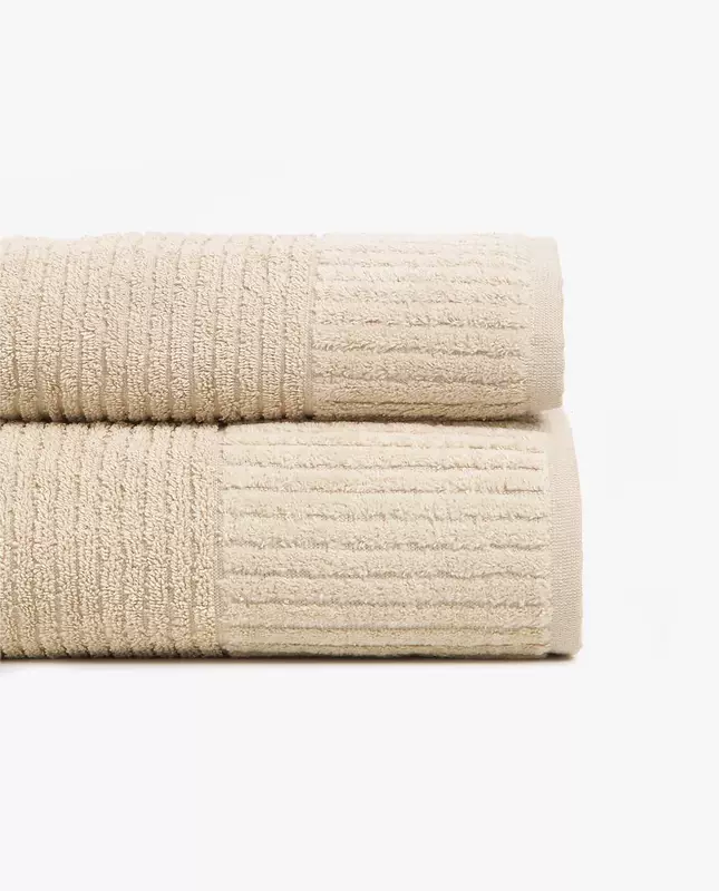 Zara Home Màu be sọc Jacquard Cotton Trẻ em Người lớn Giặt Khăn lớn Khăn tắm 41527013710 - Khăn tắm / áo choàng tắm