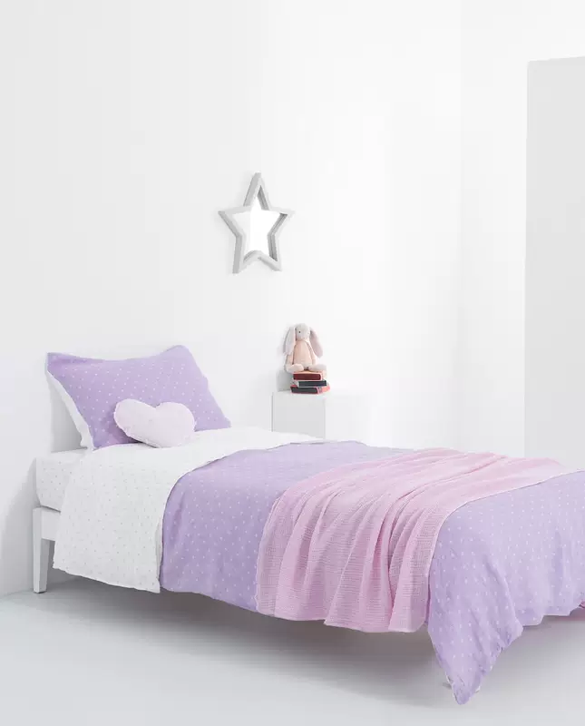 Sê-ri Zara Home KIDS với hai mặt của tấm vải lanh màu tím có nắp chấm in đơn mảnh 47566088629 - Quilt Covers