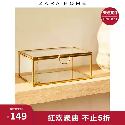 Zara Home metal frame Crystal multifunctional cosmetic jewelry glass storage box 46711099302