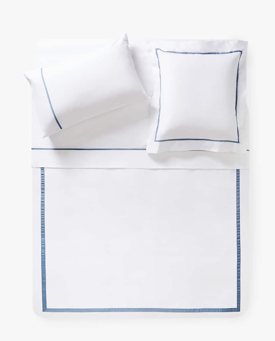 Zara Home Phong cách Bắc Âu nhà đơn giản và tươi mát và tinh tế tương phản ruy băng chăn đơn mảnh 47141088400 - Quilt Covers vỏ chăn ga gối