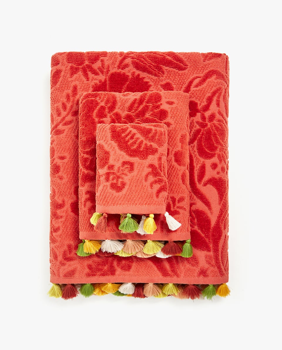 Zara Home Khăn trang trí với nhiều màu pompoms 41551013701 - Khăn tắm / áo choàng tắm giá khăn mặt