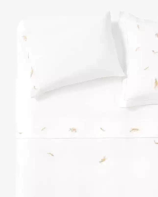 Zara Home Feather Thêu Upper Sheets Giường đơn Phong cách châu Âu Mùa hè đơn giản 47861089302 - Khăn trải giường