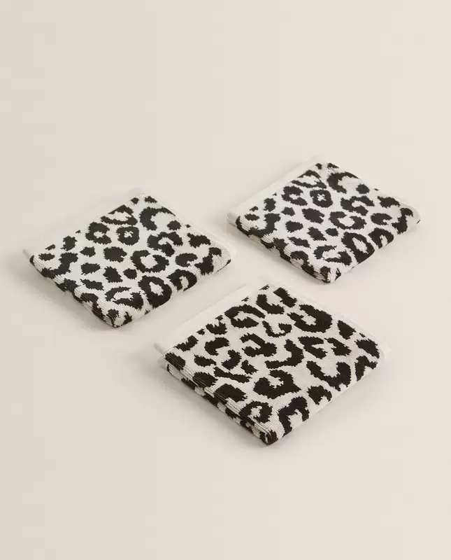 Zara Home European Leopard Print Design Cotton Wash Khăn tắm 3 mảnh bộ 41870002999 - Khăn tắm / áo choàng tắm