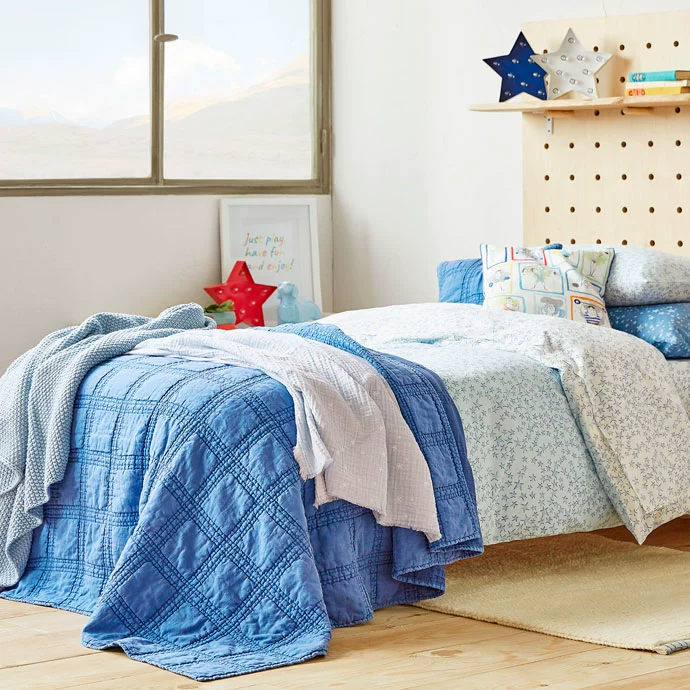 Zara Home KIDS loạt kẻ sọc in rửa bông và vải lanh quilt giường bìa 47987005420 ga giường