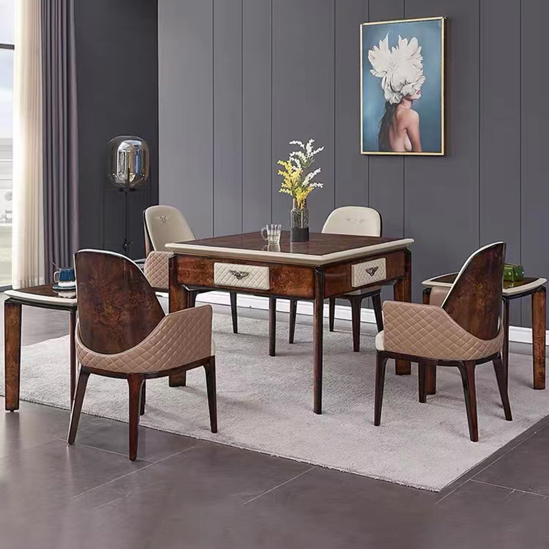 Bentley solid wood mahjong table chair fully automatic electric mahjong machine high-end luxury table double-purpose villa furniture-Taobao