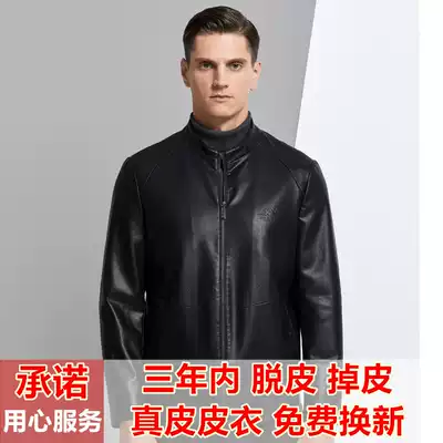 Special price Haining new autumn men's leather leather jacket stand collar soft leather jacket