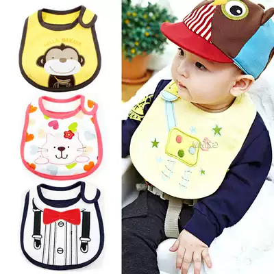 Cartoon newborn baby children's eating bib pocket cotton bib baby waterproof food eating bib saliva towel 0-3 years old large