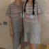 Phong cách Nhật Bản mùa hè cặp đôi pyjama nam và nữ mỏng ngắn tay dịch vụ mặc nhà hai mảnh phù hợp với triều - Giống cái
