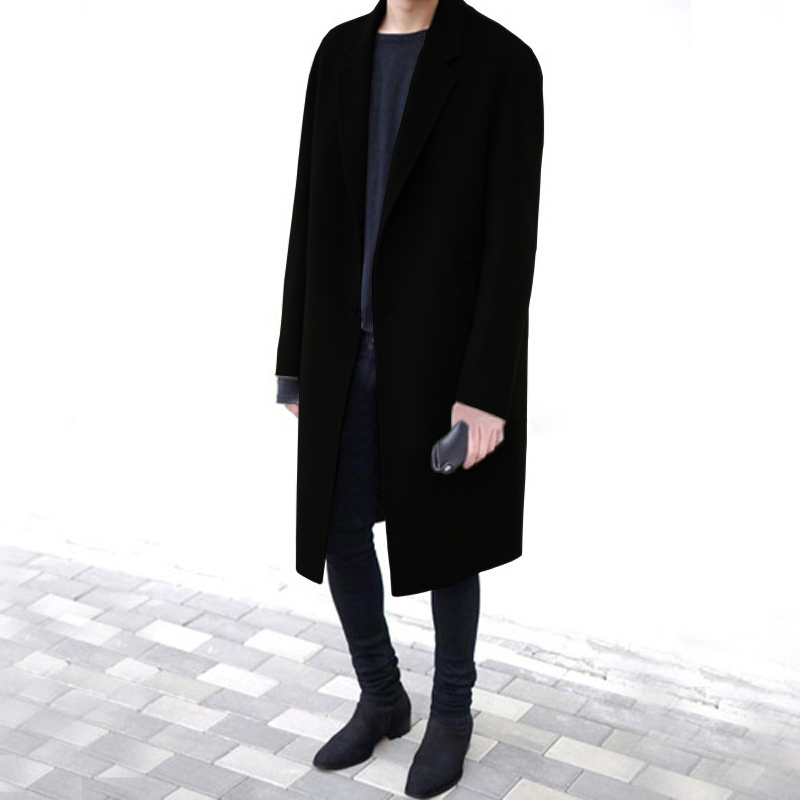 2022 autumn and winter new double-sided cashmere coat men's mid-length version over the knee Korean version handsome men's woolen coat