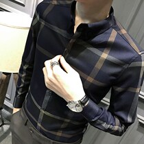 Autumn plaid shirt men long sleeve spring and autumn slim trend handsome high-end all young casual non-iron shirt