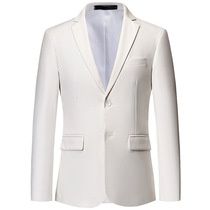 Spring and autumn mens white suit jacket thin casual clothes cotton and linen long-sleeved top casual fashion single west business formal wear