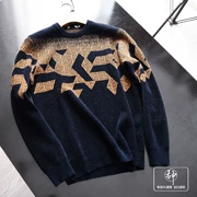 DJYX086 2018 mùa thu mới cho nam mẫu áo thun họa tiết áo len giản dị