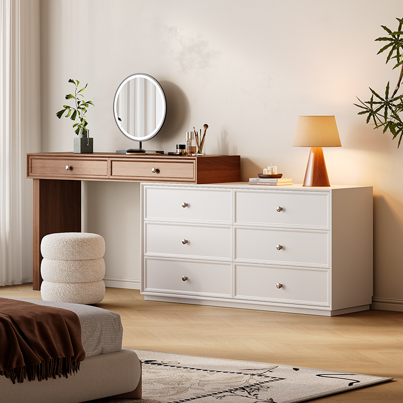 Xizi Makeup Vanity with Integrated Chest of Drawers, All Solid Wood Chest of Drawers, Storage Cabinet, Multifunctional Storage, New Style Makeup Table Xizi Makeup Vanity with Integrated Chest of Drawers, All Solid Wood Chest of Drawers, Storage Cabinet, Multifunctional Storage, New Style Makeup Table