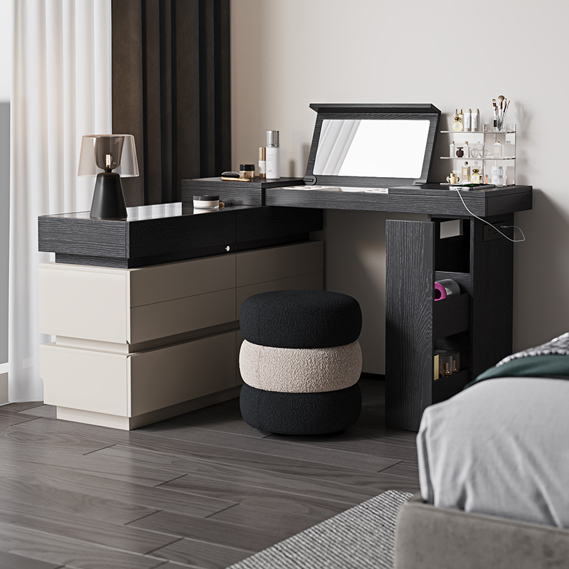Xizi Makeup Flip-Top Storage Dresser with Integrated Chest of Drawers, Modern Minimalist Retro Dressing Table, Bedside Storage Cabinet Xizi Makeup Flip-Top Storage Dresser with Integrated Chest of Drawers, Modern Minimalist Retro Dressing Table, Bedside Storage Cabinet