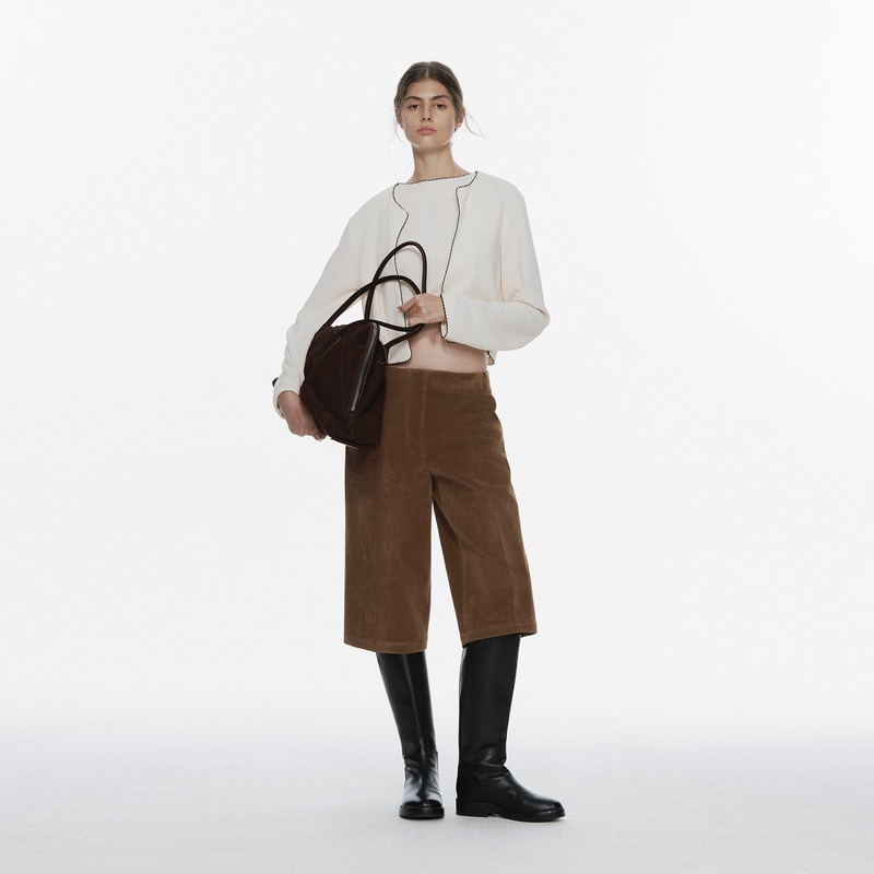Aquare Retro Suede Straight-Leg Pants, Cropped Version, Casual Mid-Length Pants, Stylish and Wide, Slimming for Work Wear Aquare Retro Suede Straight-Leg Pants, Cropped Version, Casual Mid-Length Pants, Stylish and Wide, Slimming for Work Wear