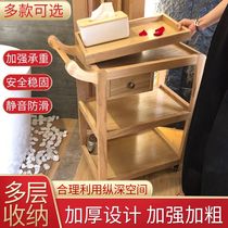 2021 new multifunctional beauty tool car ash wood cart beauty salon club mute log ribbon drawer