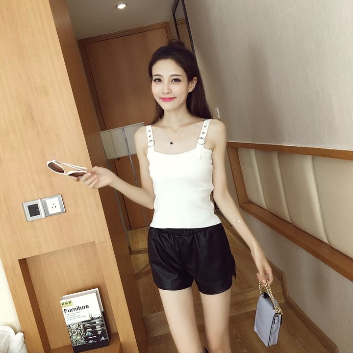 Mùa xuân và mùa thu Phụ nữ Phiên bản tiếng Hàn mới của chiếc áo len nhung ngắn đa năng kiểu dáng ngắn bên ngoài mặc một chiếc áo khoác nhỏ có dây buộc áo thun sát nách nữ