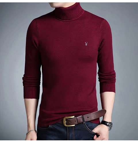 Playboy áo len cao cổ nam mùa đông trẻ trung màu rắn chạm đáy áo len nam phiên bản Hàn Quốc của xu hướng áo len áo len nam