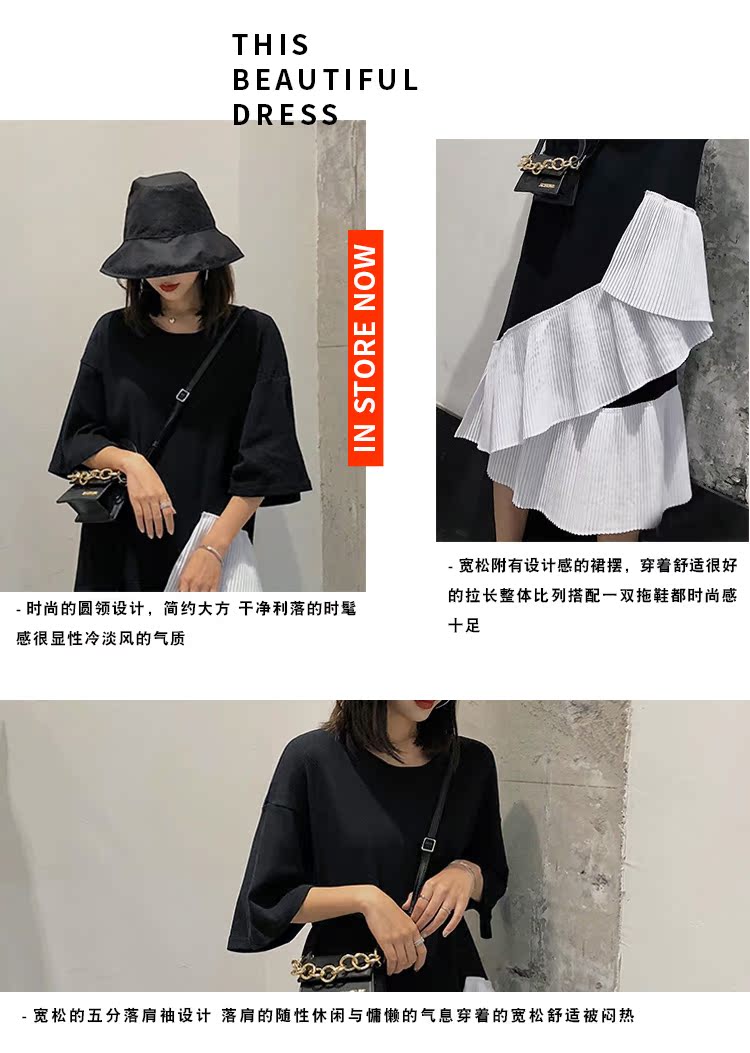 ◆ Yang Momo ◆ 2018 mùa hè mới cao eo khâu thiết kế năm điểm tay áo xù đầm phần dài đầm sơ mi trắng that eo