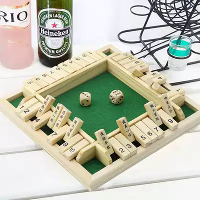 Four-person wooden drinking digital flip card drinking game props toy KTV bar game props increase atmosphere