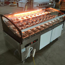 Commercial Ladder Ice Terrace Restaurant Customized BBQ Seafood Spicy Strings Order Cabinet Refrigerated Fruit Fishing Display Cabinet