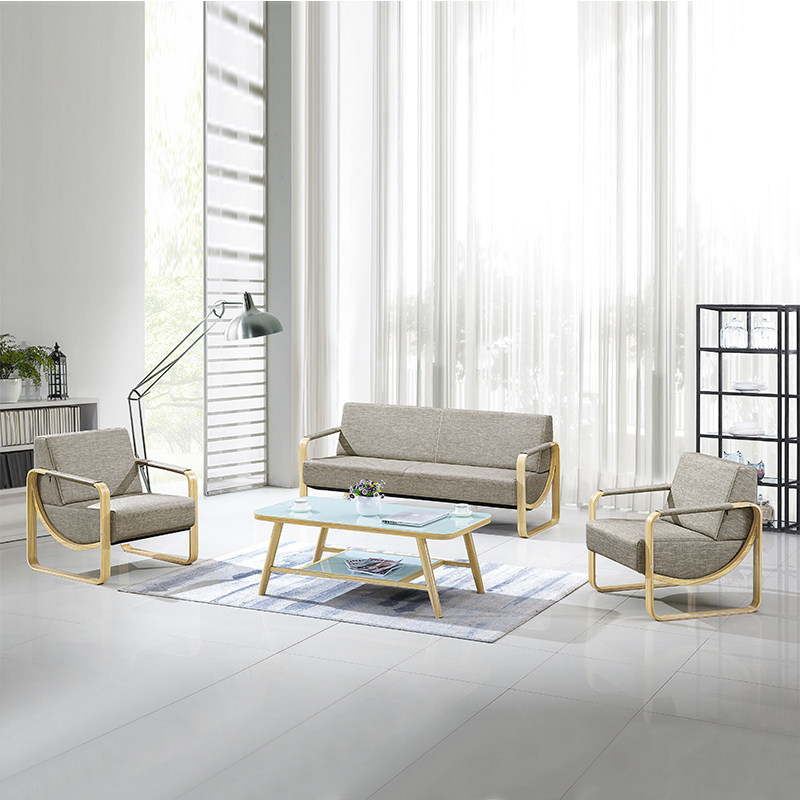 Office sofa coffee table combination simple modern business reception negotiation 3 people office sofa leather art new