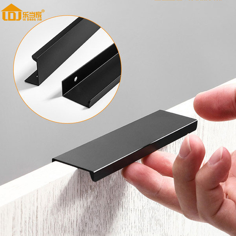 Invisible handle long version light luxury full-body wardrobe door overall cabinet lengthened space aluminum strip edge gold black handle