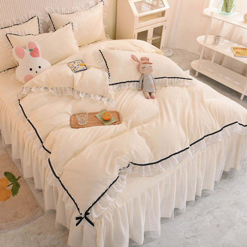 Net Red New Pure Cotton Four Pieces Quilt Cover Princess Wind Full Cotton Bed Cover Bed Cover Bed Cover Linen Bed Dresses Multiple Pieces