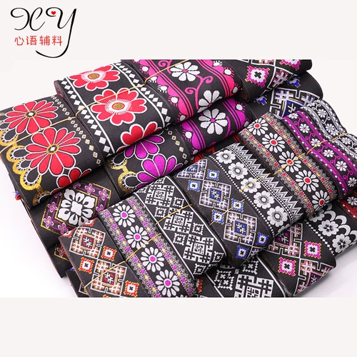 Кружевная ткань с вышивкой в этническом стиле, декоративная кружевная юбка Мяо Амао, аксессуары для одежды, несколько размеров и цветов на выбор.