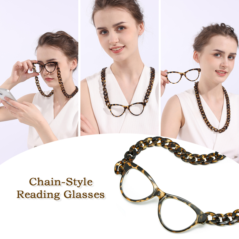 Fashionable Necklace-Style Reading Glasses, Magnetic Pocket-Sized Easy-To-Carry Chain Reading Glasses Fashionable Necklace-Style Reading Glasses, Magnetic Pocket-Sized Easy-To-Carry Chain Reading Glasses