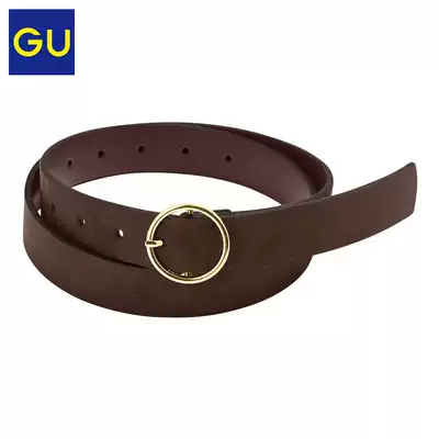 images 0:GU excellent women suede round buckle belt fashion vintage versatile 325611