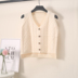 Áo len mùa xuân phụ nữ vest của cardigan dệt kim và mùa thu 2019 mới ngựa ngắn Hàn Quốc phiên bản V-cổ tay can-vai áo khoác 