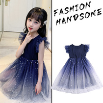 Girl Clothing Childrens Summer Style Fluffy Dress Kid Foreign Air Summer Dress Girl Princess Dresses Children Starry Sky Dress