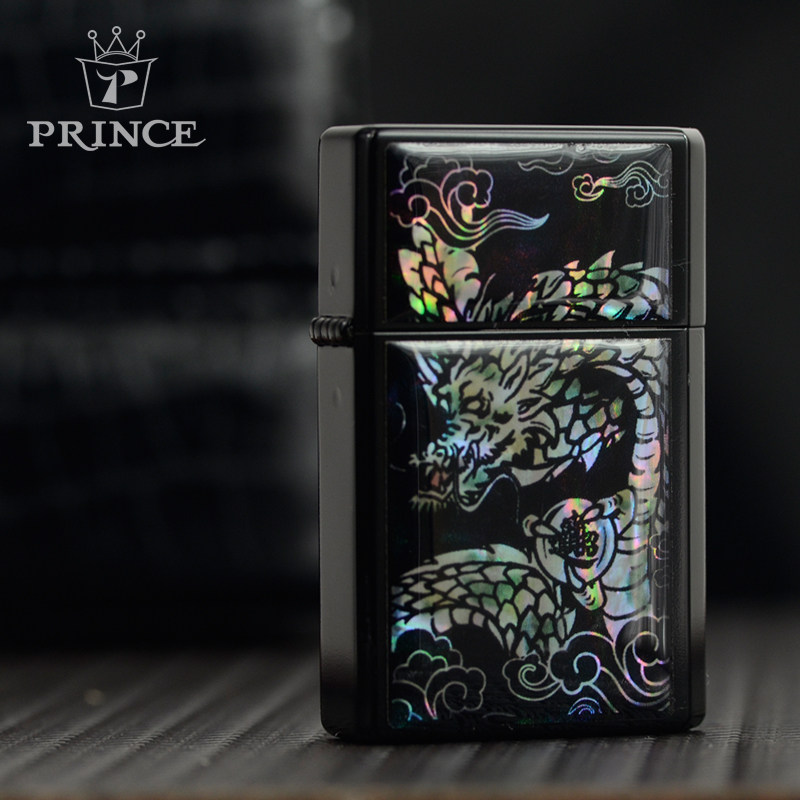 Imported Japanese original Prince PRINCE Natural deep-sea color shell machine individuality pure copper GT kerosene lighter