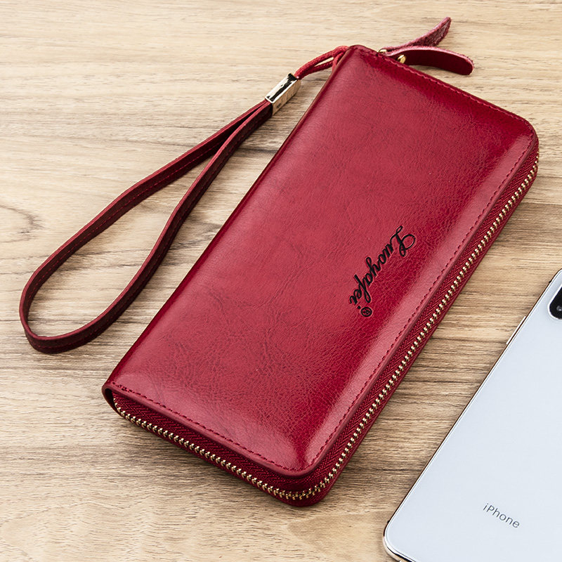 2022 new women's wallet wallet wallet wallet pull chain leather cowhide ladies long version Korean version large capacity fashion grip