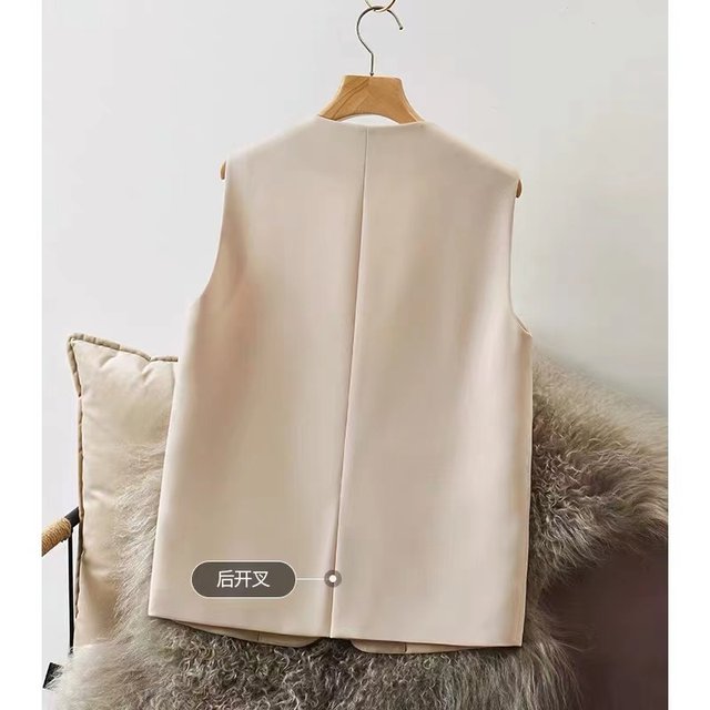 2024 Autumn Vest Women's Short Solid Color Vest Vest Jacket Versatile Outerwear Autumn